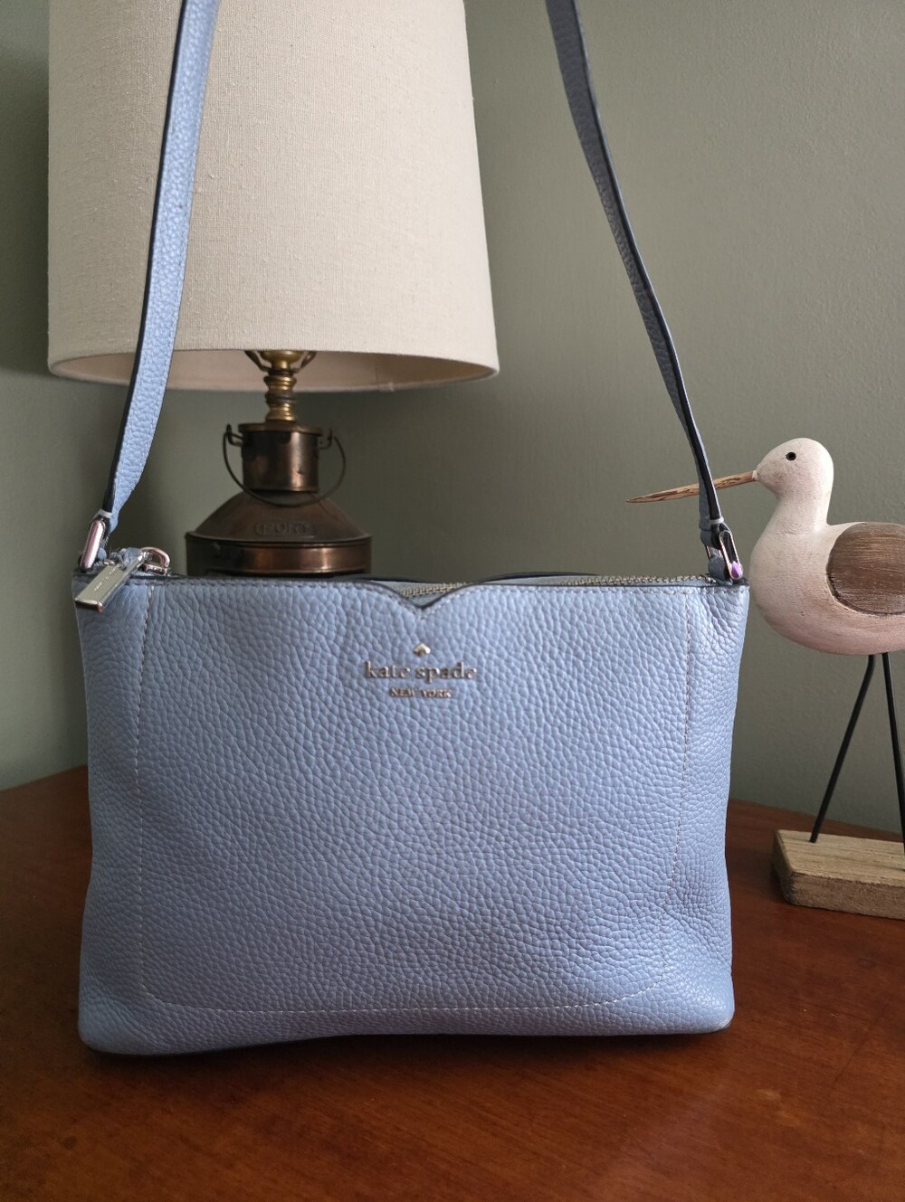 Kate Spade Harlow Crossbody Blue Pebbled Leather Shoulder Bag